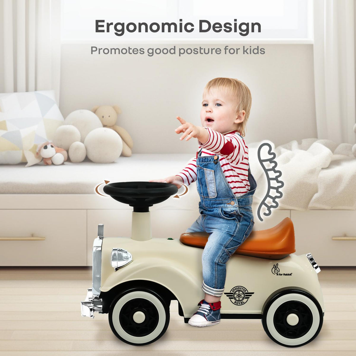 Speedster Royal Ride On Car for Kids - Cream Brown