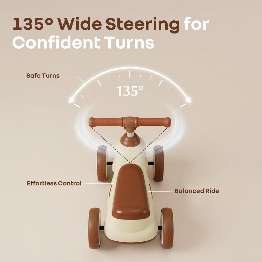 Speedster Zoomy Push Ride On Car for Kids - Cream Brown