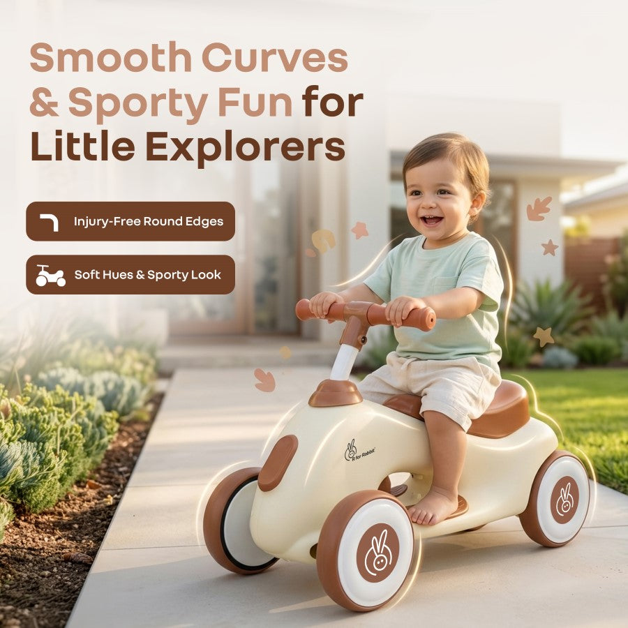 Speedster Zoomy Push Ride On Car for Kids - Cream Brown
