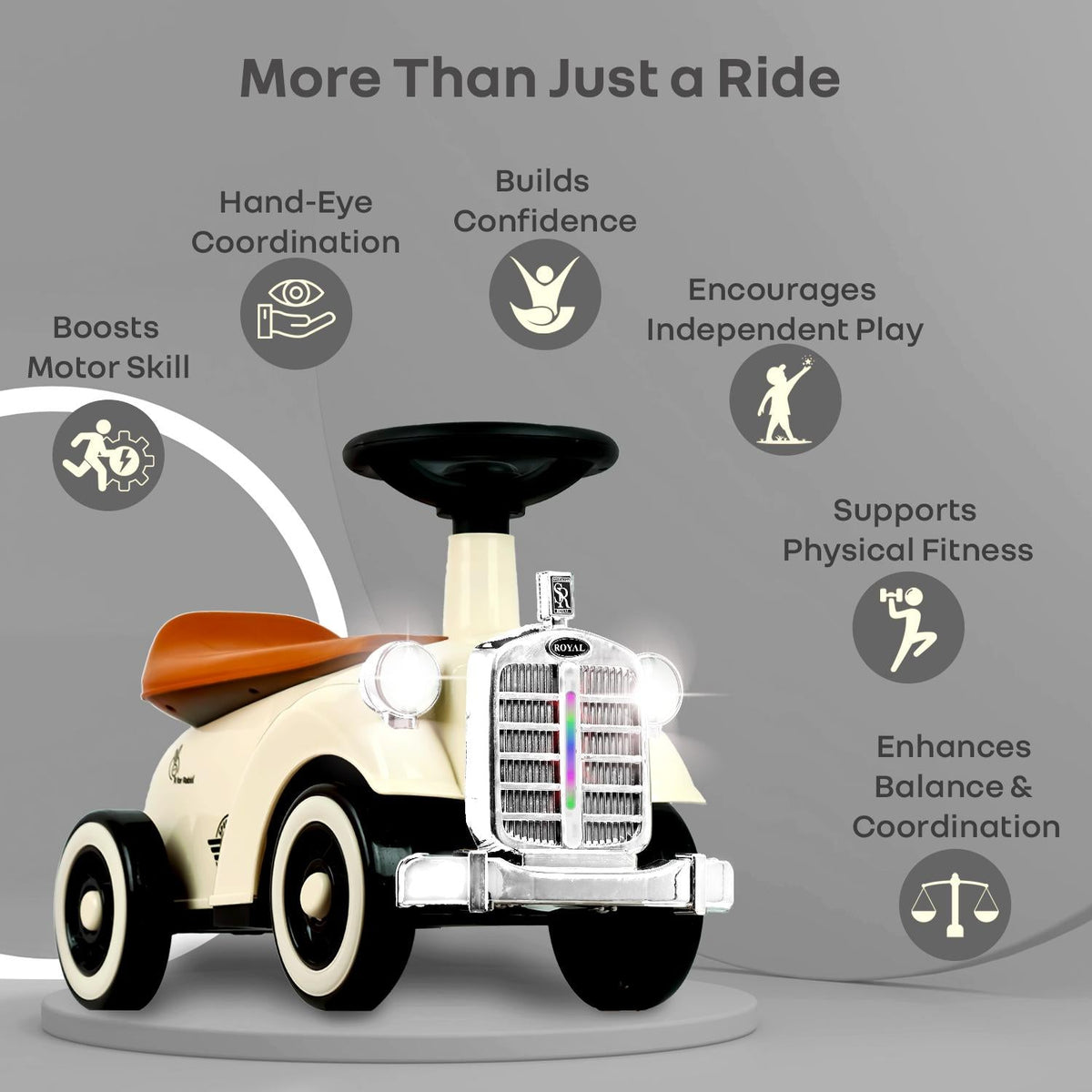 Speedster Royal Ride On Car for Kids - Cream Brown