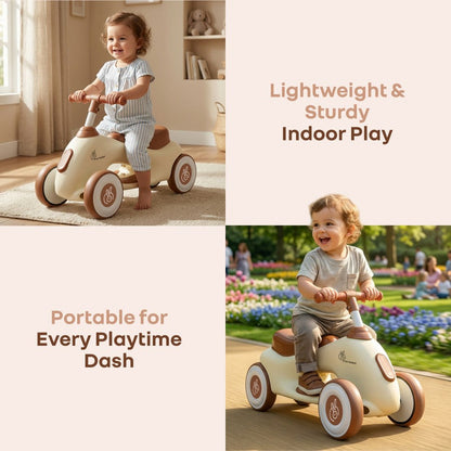 Speedster Zoomy Push Ride On Car for Kids - Cream Brown