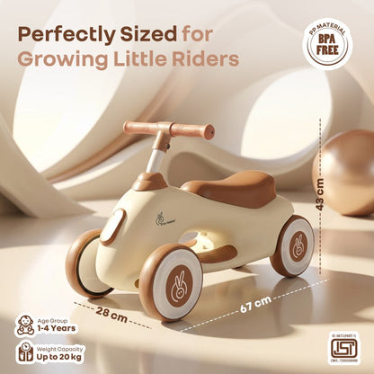 Speedster Zoomy Push Ride On Car for Kids - Cream Brown