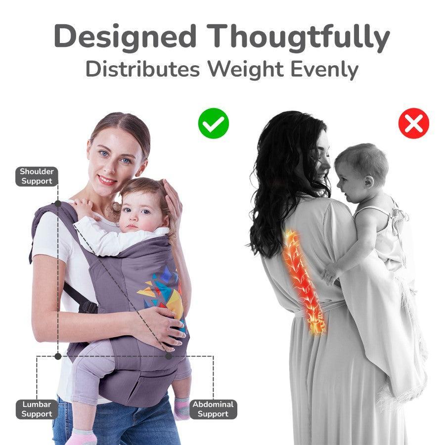 Hug Me Elite Baby Carrier Front & Back Carrier Position, Soft Linen Fabric, Wide Strap With Cap & Mobile Pocket - Dark Grey