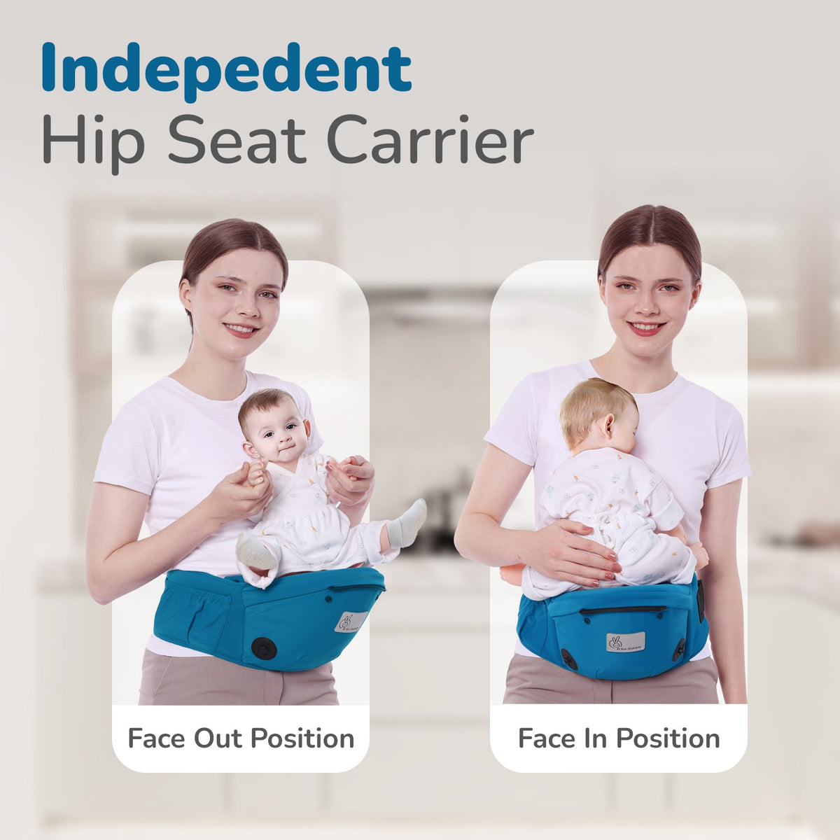 Upsy Daisy Cozy Ergonomic 5-in-1 Hip Sit Baby Carrier for All-Day Comfort - Denim Blue