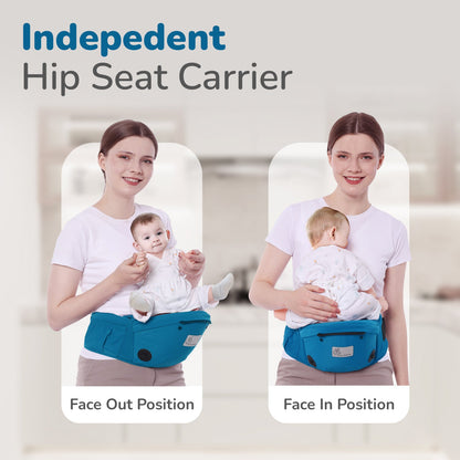 Upsy Daisy Cozy Ergonomic 5-in-1 Hip Sit Baby Carrier for All-Day Comfort - Denim Blue