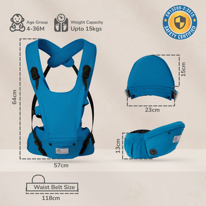 Upsy Daisy Cozy Ergonomic 5-in-1 Hip Sit Baby Carrier for All-Day Comfort - Denim Blue