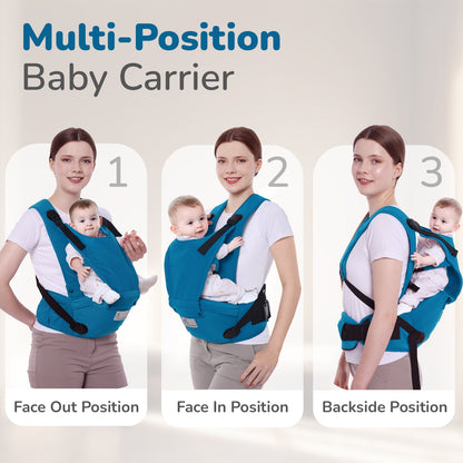 Upsy Daisy Cozy Ergonomic 5-in-1 Hip Sit Baby Carrier for All-Day Comfort - Denim Blue