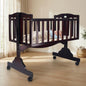 Dream Time Wooden Cradle - Swing & Wheel Lock, High Quality Pine Wood, Scratch Resistant - Brown