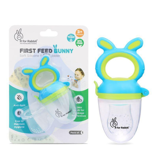 First Feed Bunny Nibbler for Babies - Green-Blue