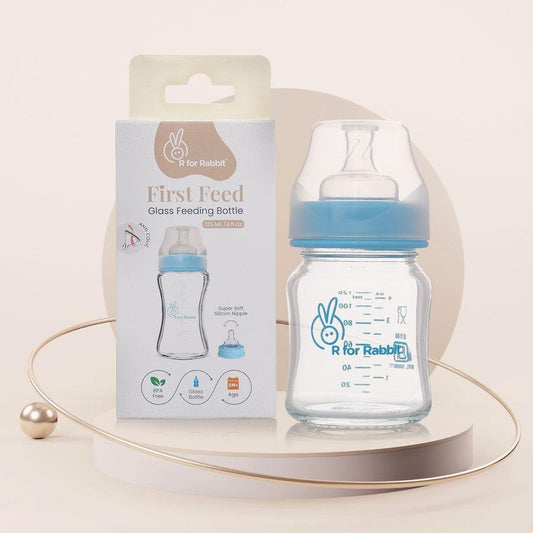 Glass Feeding Bottle 120 ml - Lake Blue