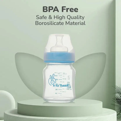 Glass Feeding Bottle 120 ml - Lake Blue