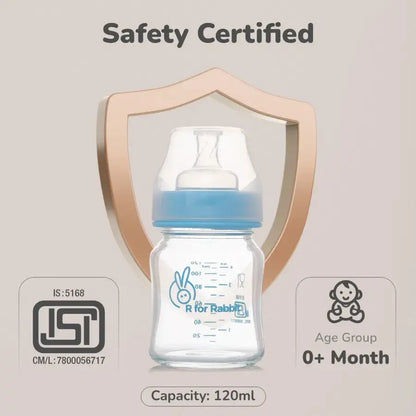 Glass Feeding Bottle 120 ml - Lake Blue