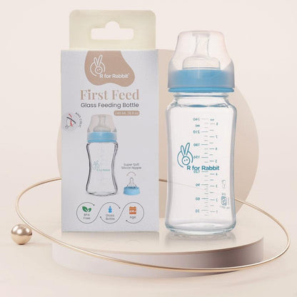 Glass Feeding Bottle 240 ml - Lake Blue