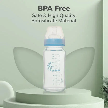 Glass Feeding Bottle 240 ml - Lake Blue