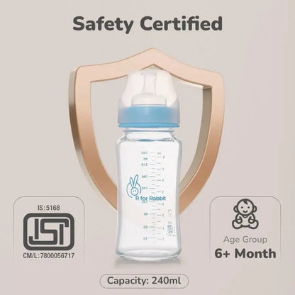 Glass Feeding Bottle 240 ml - Lake Blue