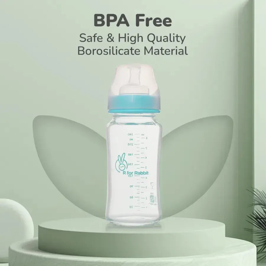 Glass Feeding Bottle 240 ml - Sea Green