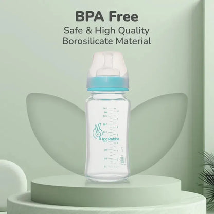 Glass Feeding Bottle 240 ml - Sea Green