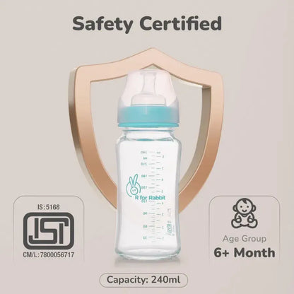 Glass Feeding Bottle 240 ml - Sea Green