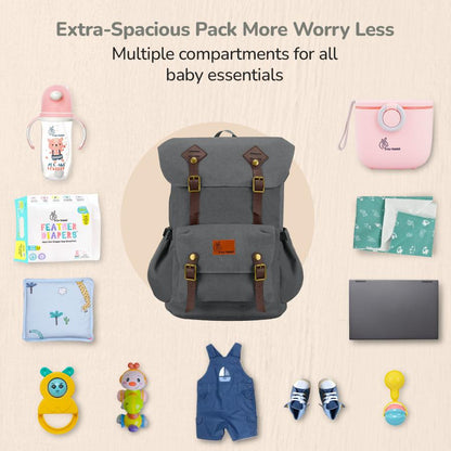 Caramello Sportz Premium 900D Polyester Diaper Bag with Insulated Pockets - Graphite Grey