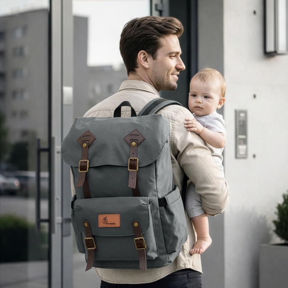 Caramello Sportz Premium 900D Polyester Diaper Bag with Insulated Pockets - Graphite Grey