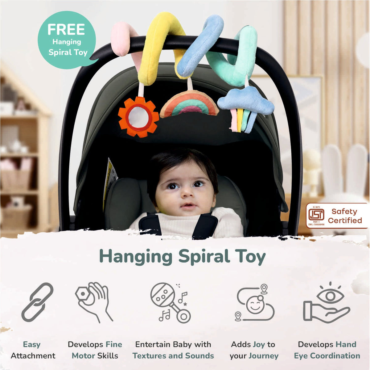 Picaboo NXG 4 In 1 Multipurpose Baby Carry Cot With 3-Point Safety Harness - Green Black