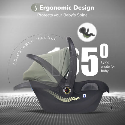Picaboo NXG 4 In 1 Multipurpose Baby Carry Cot With 3-Point Safety Harness - Green Black