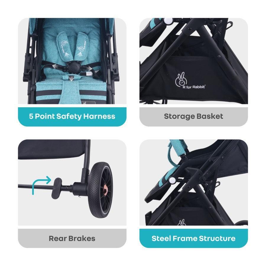 Street Smart Nova Super Comfy Travel Friendly Kids Stroller - Green Black