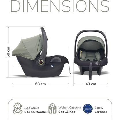 Picaboo NXG 4 In 1 Multipurpose Baby Carry Cot With 3-Point Safety Harness - Green Black