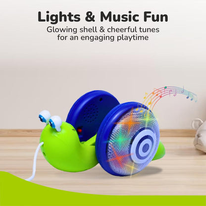 Orapple Snail Tune BPA-Free Musical Pull Toy for Kids with Lights & Music - Green Blue