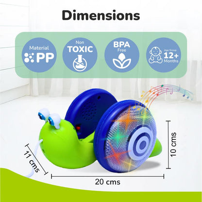 Orapple Snail Tune BPA-Free Musical Pull Toy for Kids with Lights & Music - Green Blue