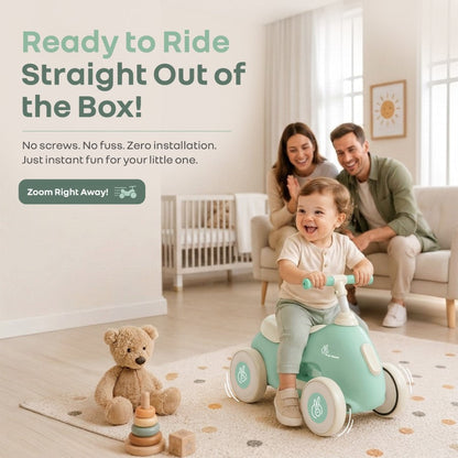 Speedster Zoomy Push Ride On Car for Kids - Green Cream