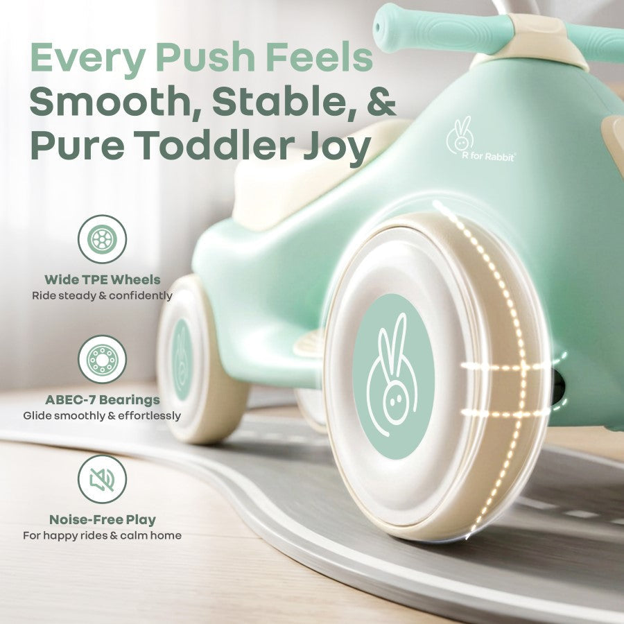 Speedster Zoomy Push Ride On Car for Kids - Green Cream