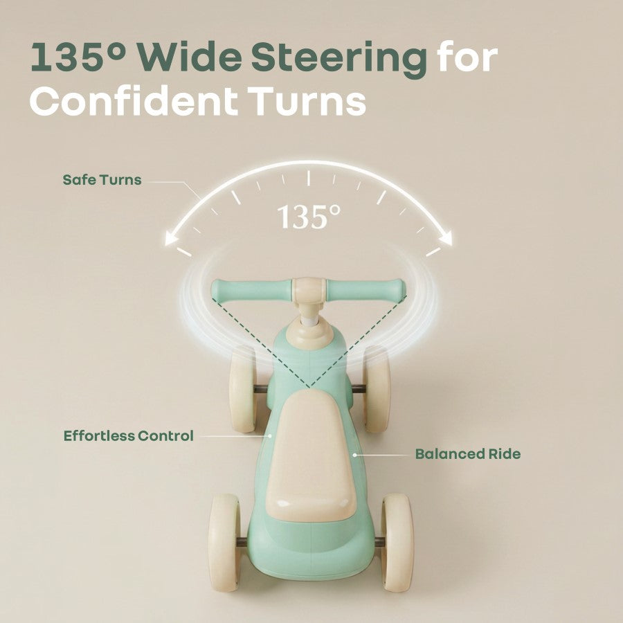 Speedster Zoomy Push Ride On Car for Kids - Green Cream
