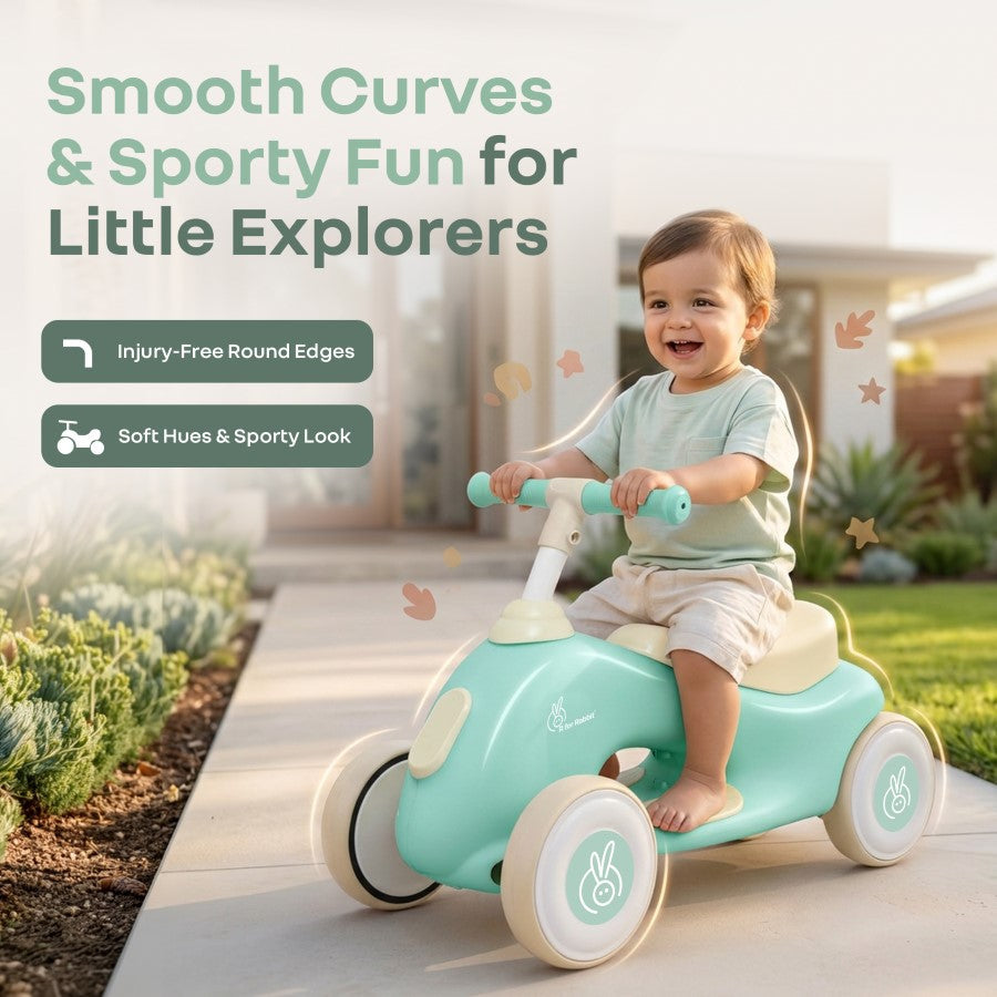 Speedster Zoomy Push Ride On Car for Kids - Green Cream