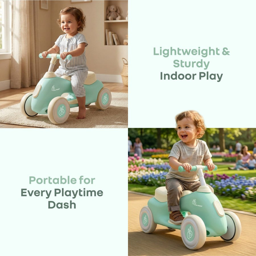 Speedster Zoomy Push Ride On Car for Kids - Green Cream