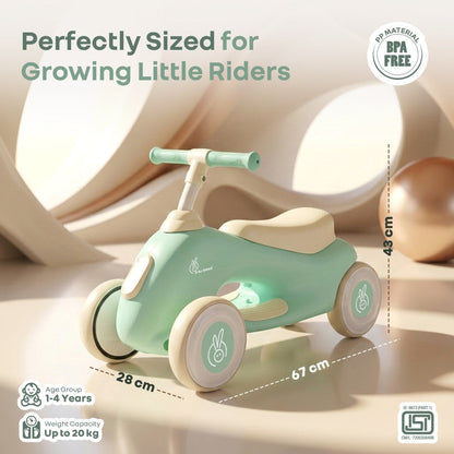 Speedster Zoomy Push Ride On Car for Kids - Green Cream