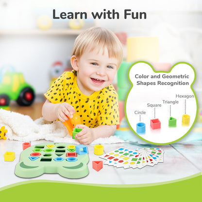 Orapple Match N Learn Baby Educational Toy with BIS Certified Shape Sorter for Baby Fine Motor Skills & Brain Development - Green Multi
