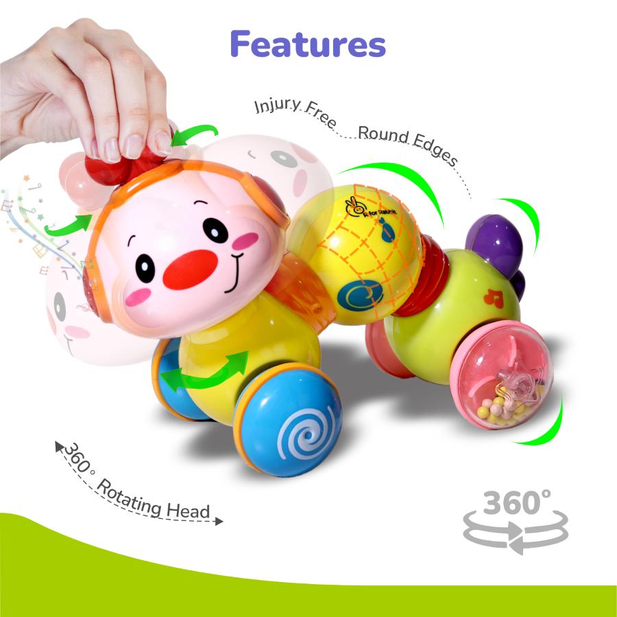 Orapple Wiggle Colorful Musical Push Toy for Kids - Green Multi