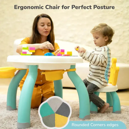 Little Genius Regal Kids Study Table With Chair - Green Multi