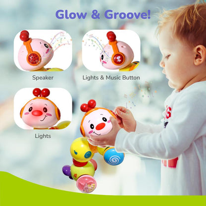 Orapple Wiggle Colorful Musical Push Toy for Kids - Green Multi