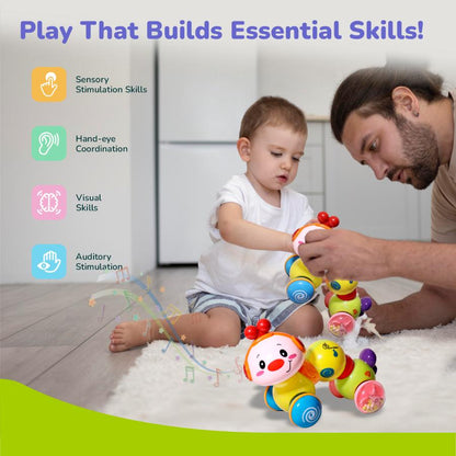 Orapple Wiggle Colorful Musical Push Toy for Kids - Green Multi