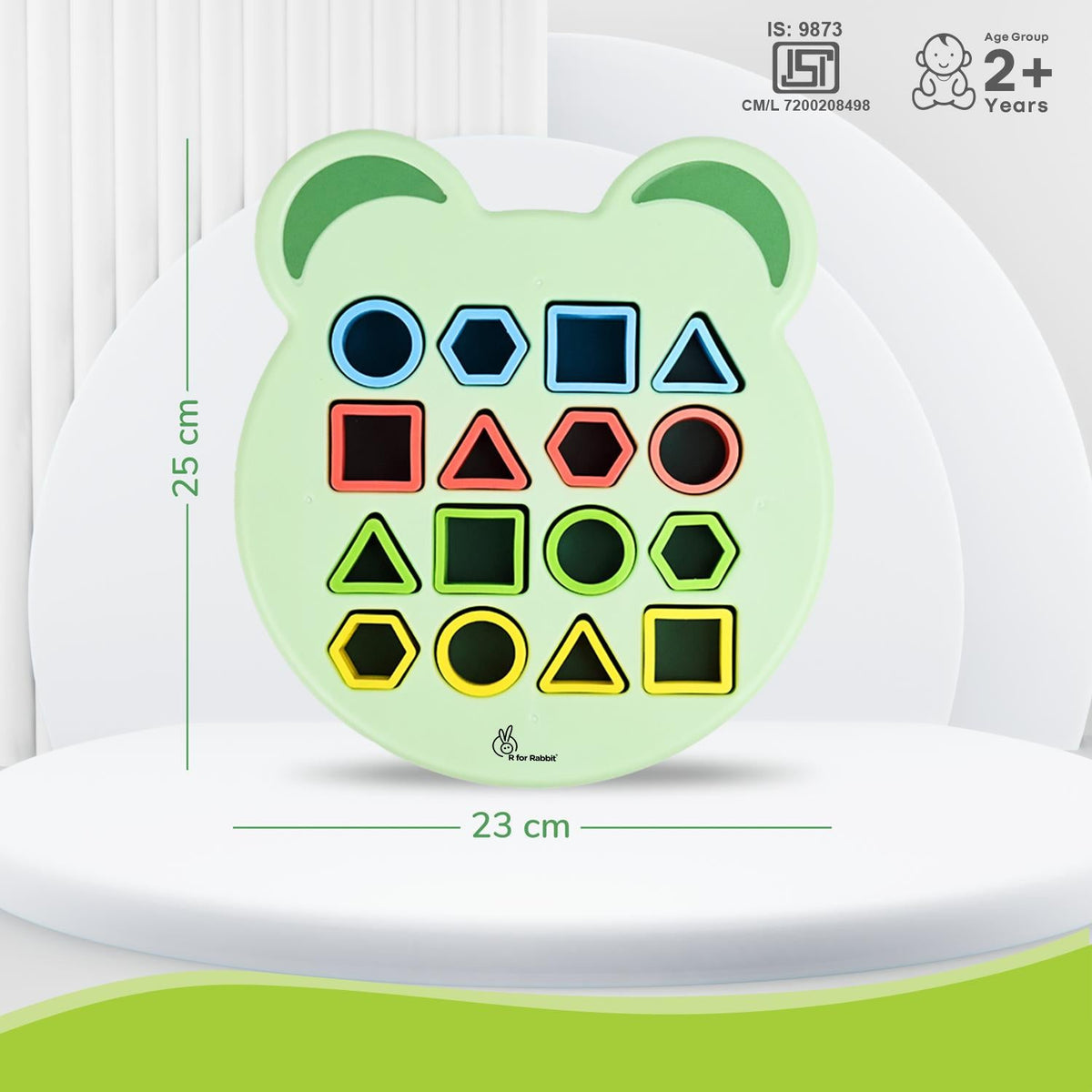 Orapple Match N Learn Baby Educational Toy with BIS Certified Shape Sorter for Baby Fine Motor Skills & Brain Development - Green Multi
