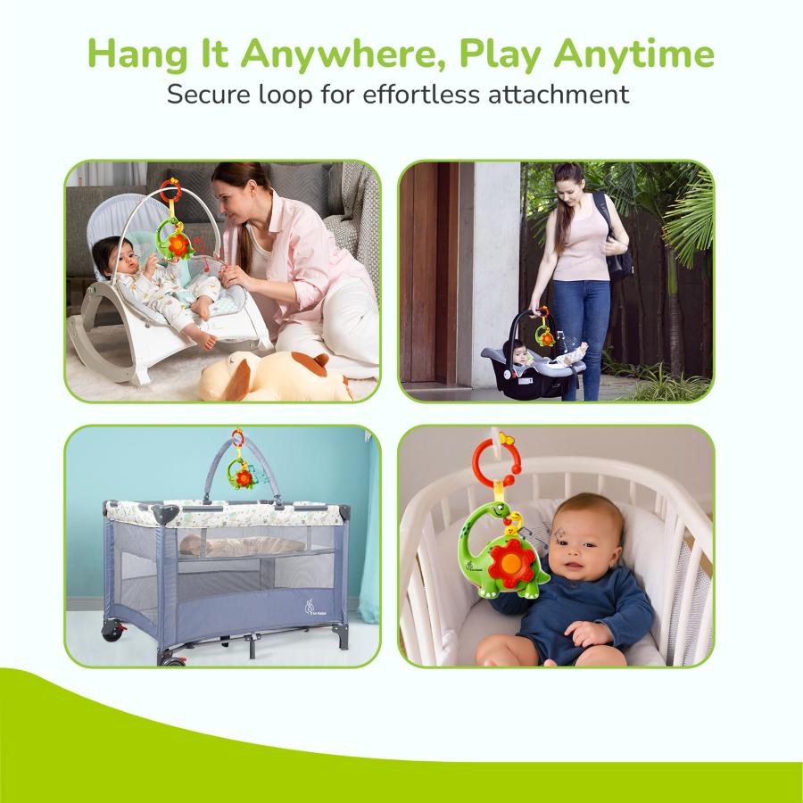 Orapple Dino Tune – Fun & Safe Musical Hanging Toy for Kids - Green Red
