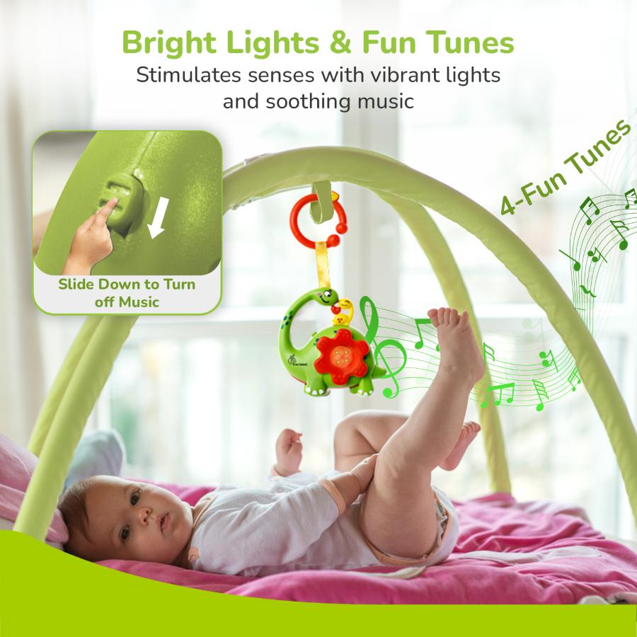 Orapple Dino Tune – Fun & Safe Musical Hanging Toy for Kids - Green Red