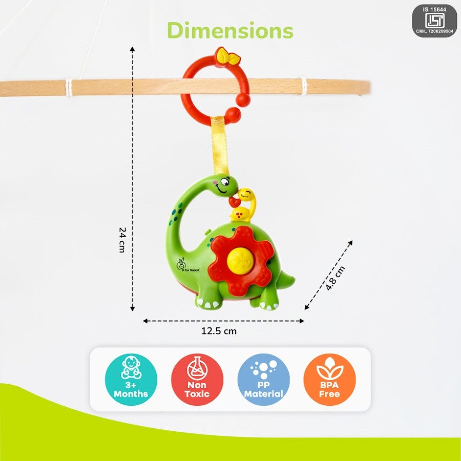 Orapple Dino Tune – Fun & Safe Musical Hanging Toy for Kids - Green Red