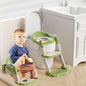 Hilltop Trainer 2-In-1 Step Stool And Potty Seat For Kids With Adjustable Height - Green White