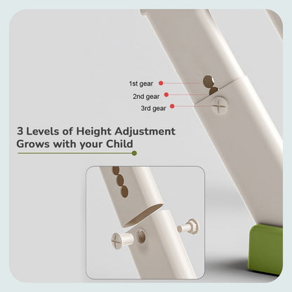 Hilltop Trainer 2-In-1 Step Stool And Potty Seat For Kids With Adjustable Height - Green White