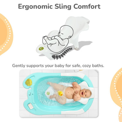 Bubble Double Snowy: 2-in-1 Baby Bath Tub with Ergonomic Sling - Green White