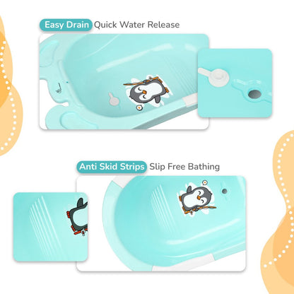 Bubble Double Snowy: 2-in-1 Baby Bath Tub with Ergonomic Sling - Green White