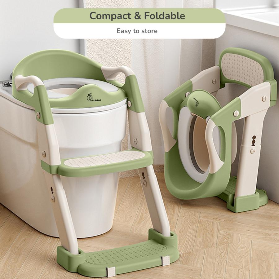 Hilltop Trainer 2-In-1 Step Stool And Potty Seat For Kids With Adjustable Height - Green White
